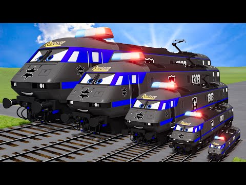 Big & Small Police Train Lightning Mcqueen vs Train Thomas | BeamNG.Drive