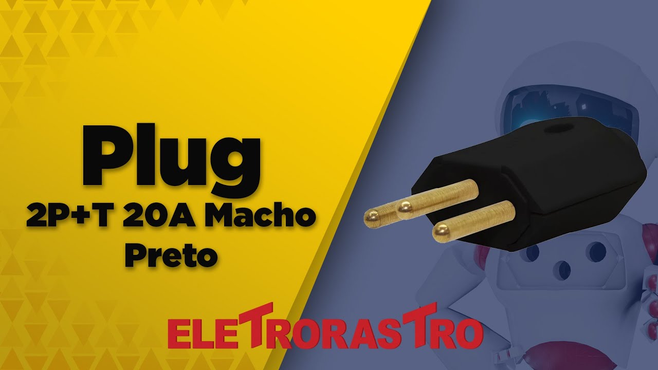 Plug 2p+T 20A Macho Preto Pezzi | Eletrorastro