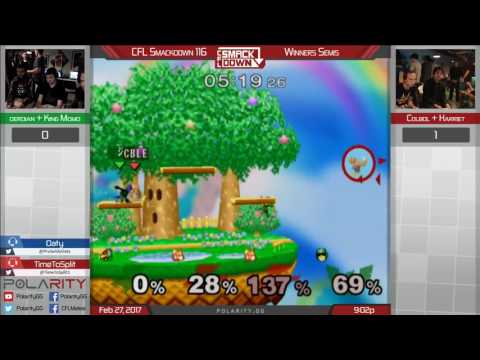 CFL Smackdown 116 Melee - Derdian + King Momo vs Colbol + Harriet - Doubles Winners Semis