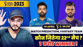 IPL 2023-Mumbai Indians vs Kolkata Kinght Riders 22nd Match Prediction & Dream 11 Team|Betway Scores