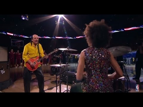 Cindy Blackman and Carlos Santana Perform The National Anthem at Oracle Arena