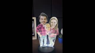 Kişiye Özel Aile Tasarımlı Karikatür Biblo 3D Gece Lambası