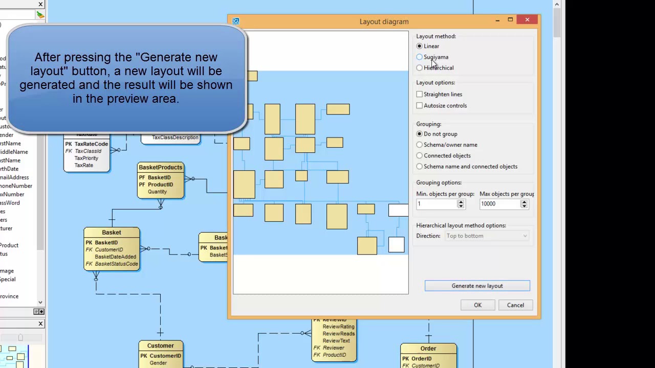 DeZign for Databases - Using the auto-layout tool to rearrange objects in your ER Diagram