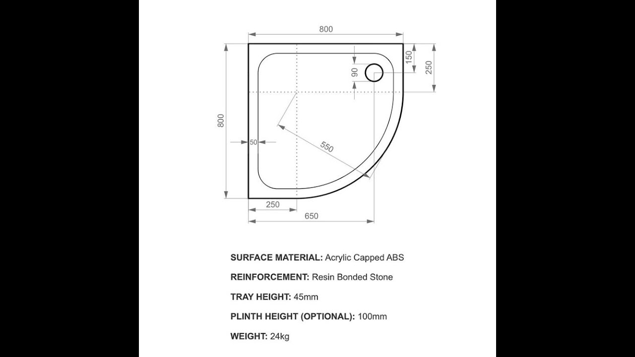 Watch video 800mm x 800mm Quadrant Shower Tray Now 800mm x 800mm Quadrant Shower Tray