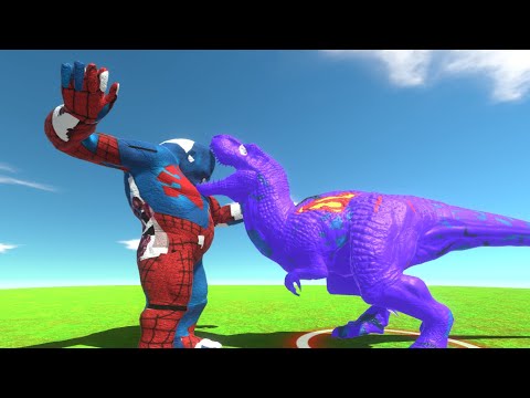 SUPERMAN T REX DEATH RUN vs SPIDERMAN GORO - Animal Revolt Battle Simulator