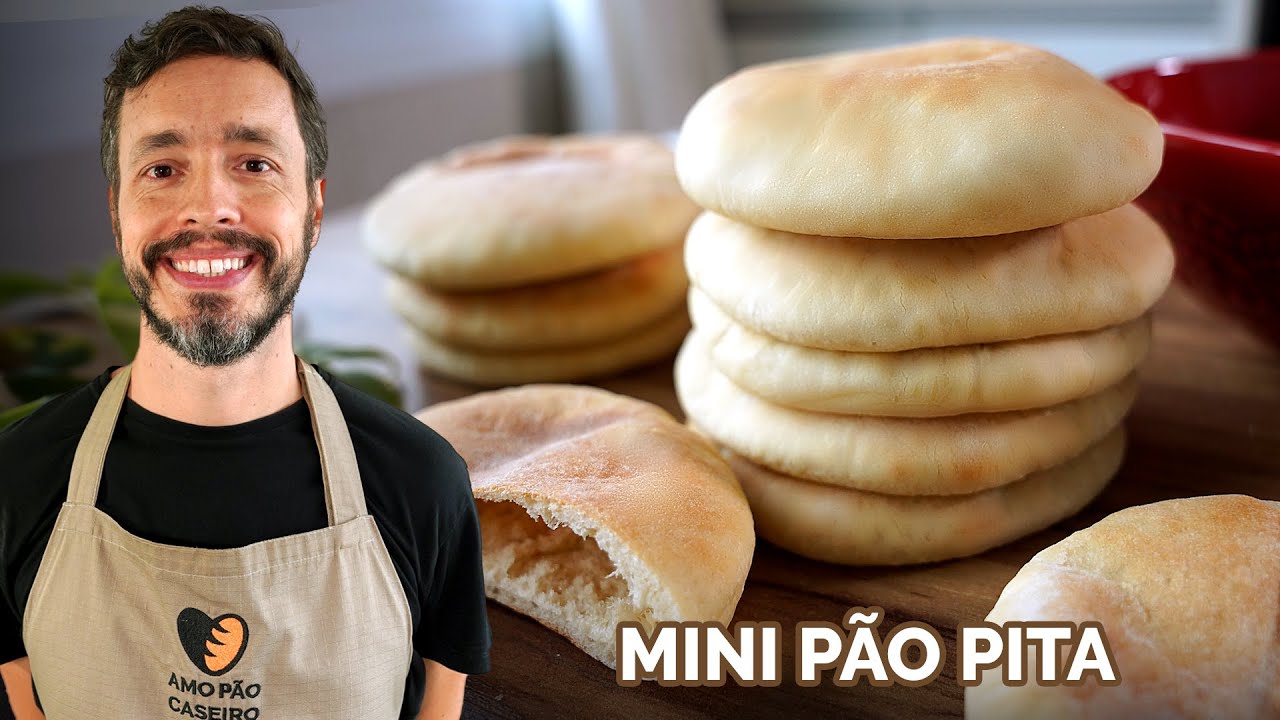 MINI PÃO PITA - Receita atualizada de pão sírio ou árabe feita no forno doméstico