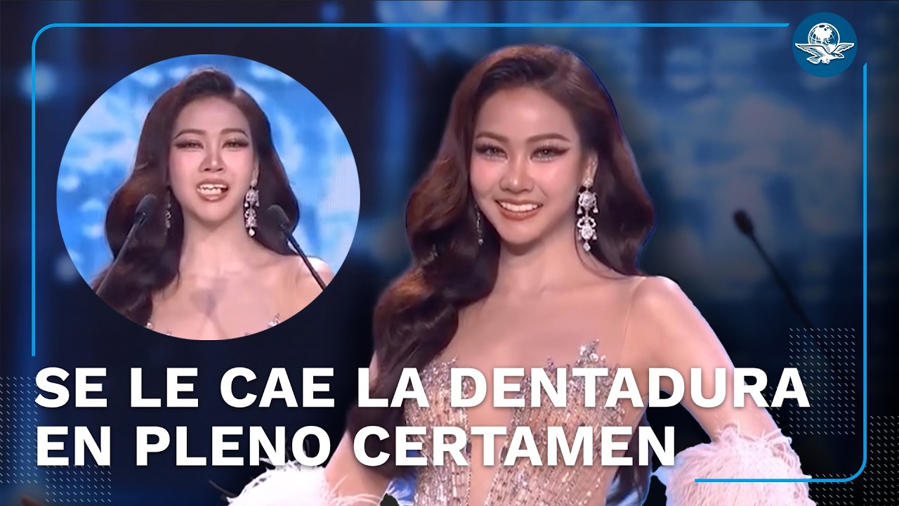 Modelo sufre embarazoso percance en pleno certamen de belleza; se le cae la dentadura