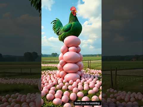 A farmer has big green hen #shorts #aistory #hen #henstory #chicken #farmer #ai #bighen #egg #pigeon