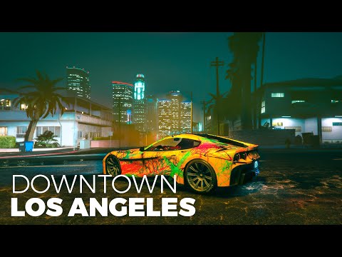 Walking in downtown Los Angeles CA | GTA 5 Realistic graphics