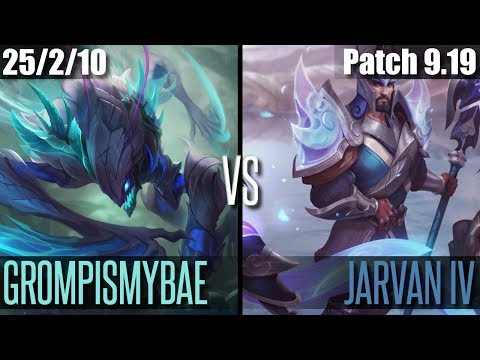 GROMPISMYBAE KHA'ZIX vs JARVAN IV | EUW Diamond | Patch 9.19