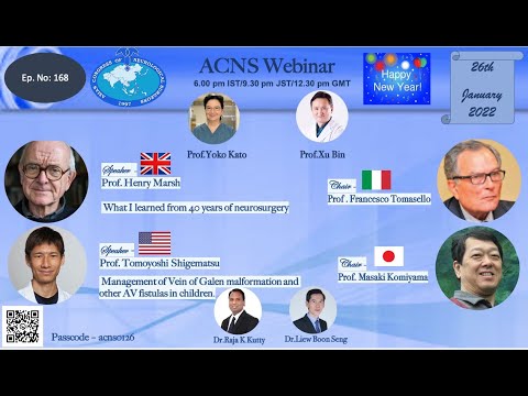 ACNS Webinar - Jan 26  -Lessons from 40 yrs in Neurosurgery & Rx of Vein of Galen Malformations