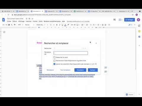 Remplacer un texte ou un caractère par un autre texte ou un caractère google Docs mp4