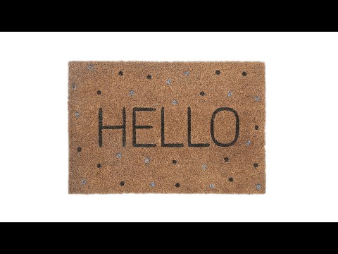 Kokos Fußmatte Hello mit Punkten Beige - Schwarz - Blau - Naturfaser - Kunststoff - 60 x 2 x 40 cm