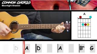 Moonlight Shadow - Mike Oldfield | EASY GUITAR LESSON | Scrolling Chords &amp; Lyrics