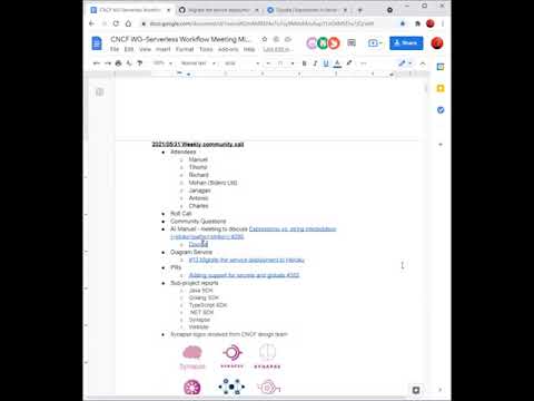 CNCF Serverless Working Group 2021 05 31