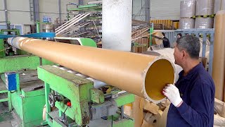 Huge Paper Core Manufacturing Process. Paper tube factory