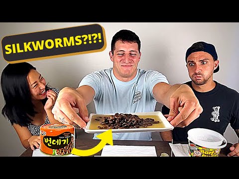 Americans Try Korean Street Food | Silkworm Pupa | 번데기