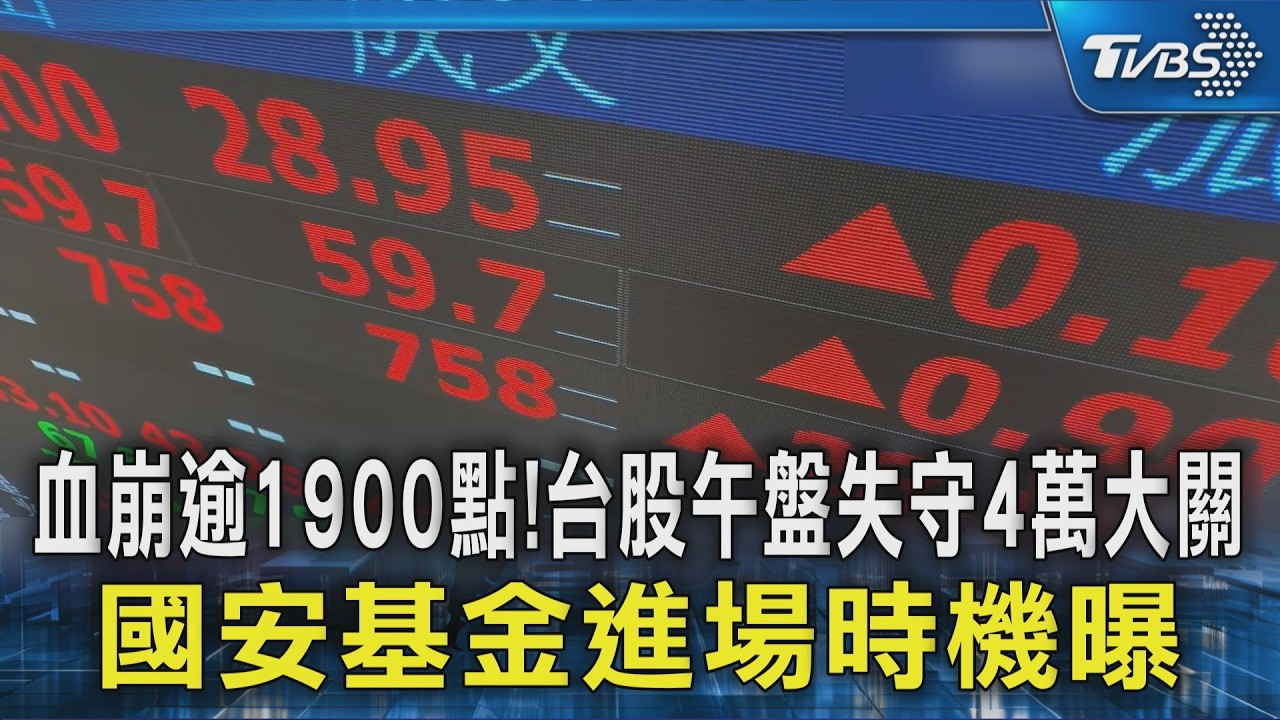 影音/血崩逾1900點!台股失守4萬點 國安基金進場時機曝