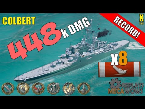 DAMAGE RECORD! Colbert 8 Kills & 448k Damage | World of Warships Gameplay