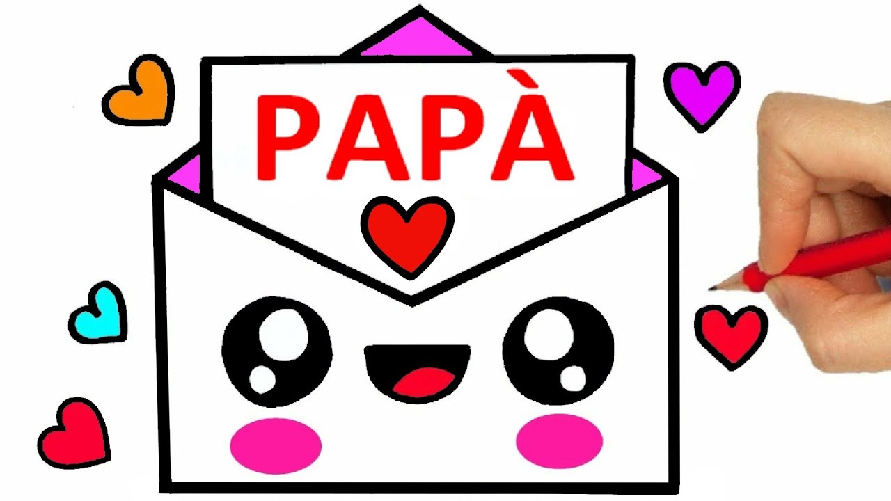 COME FARE UNA CARTA per la festa del papà - COME DISEGNARE UNA LETTERA DELLA FESTA DEL PADRE