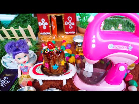 Chocolate Cake || Tiny Cake || miniature cake cooking || triple layer cake | Keerthana's miniature