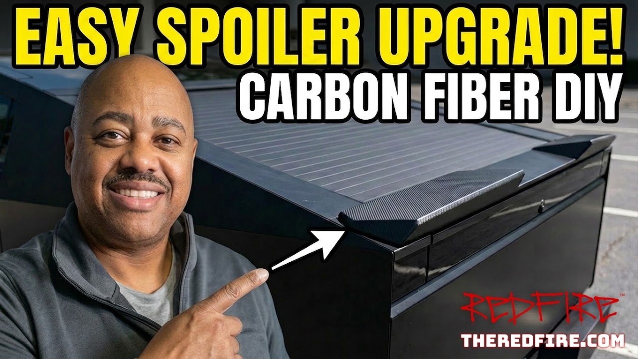 EVBase Cybertruck Tailgate Spoiler Install - Easy DIY Matte Carbon Fiber Upgrade Tutorial