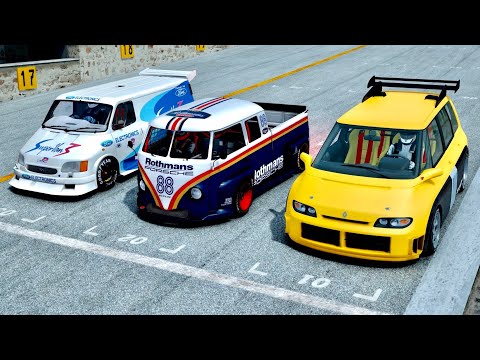 Volkswagen T1 Transporter LM917K vs Renault Espace F1 vs Ford Supervan 3 at Old Monza at Monaco