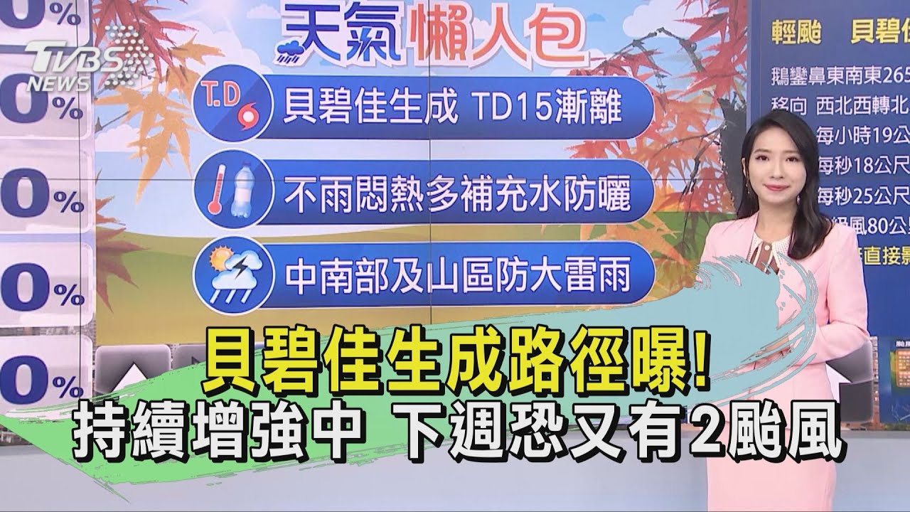 天氣/貝碧佳生成路徑曝！持續增強中　下週恐又有2颱風