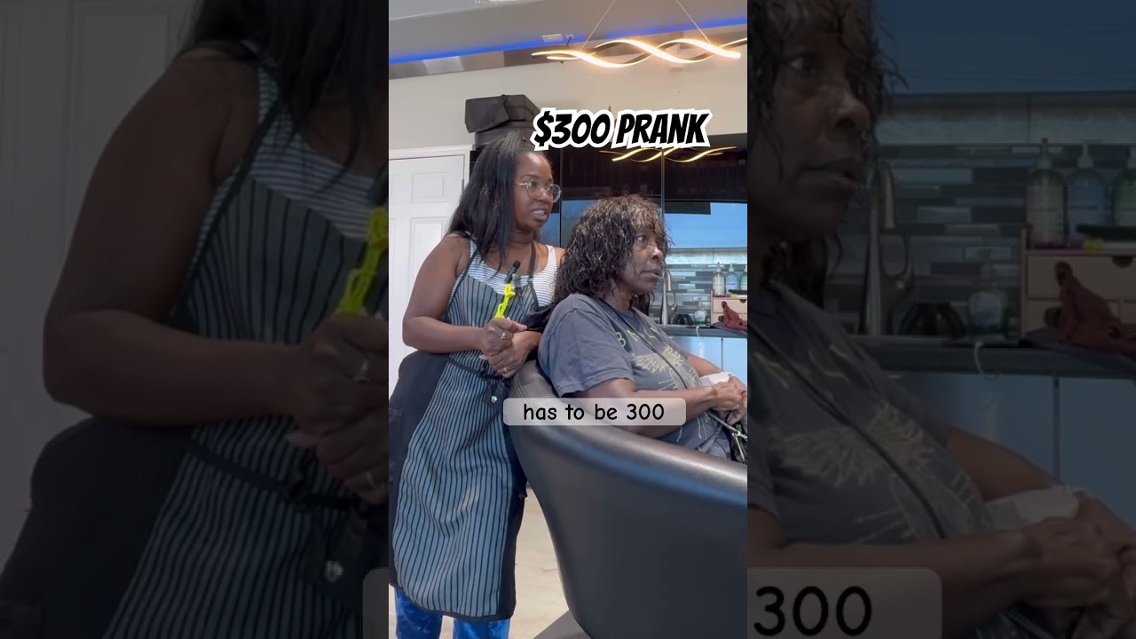 Hairstylist pranks client with 300 dollar bill for hair style at hair salon