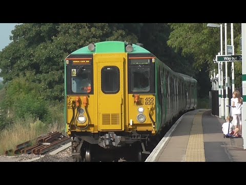 Class 455 - 455835 Arrives At Epsom Downs On The Single Line
