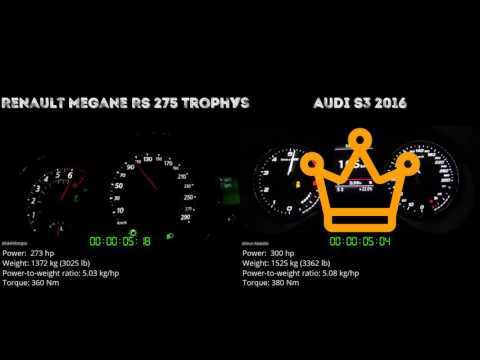 Renault Megane RS 275 Trophy vs Audi S3 2016 // 0-100 km/h