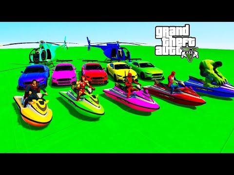 GTA V Mega Ramp Boats, Cars, Motorcycle with Trevor and Friends New Stunt Map Challenge