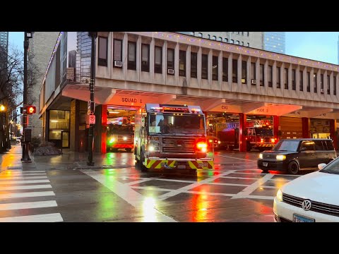Chicago fire department squad 1 truck 3 2-7-1 Ambulance 28 responding