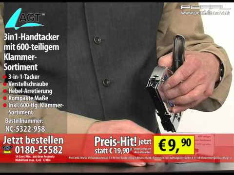 AGT 3in1-Handtacker mit 600-teiligem Klammer-Sortiment