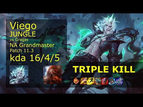 Viego Jungle vs Gragas - NA Grandmaster 16/4/5 Patch 11.3 Gameplay