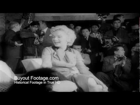 HD Stock Footage Marilyn Monroe and Joe Dimaggio Tokyo 1954 Newsreel