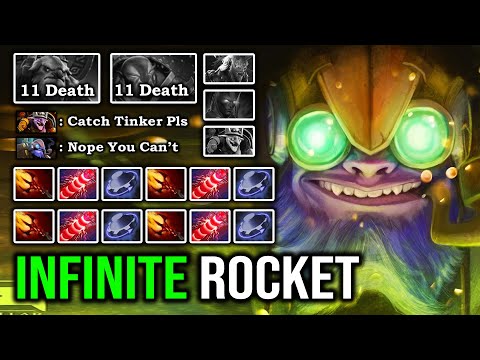 INFINITE FLYING ROCKET Crazy Goku Mode Ultra Fast Hand Tinker with New Immortal Laser DotA 2