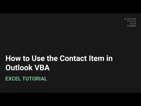 How to Use the Contact Item in Outlook VBA