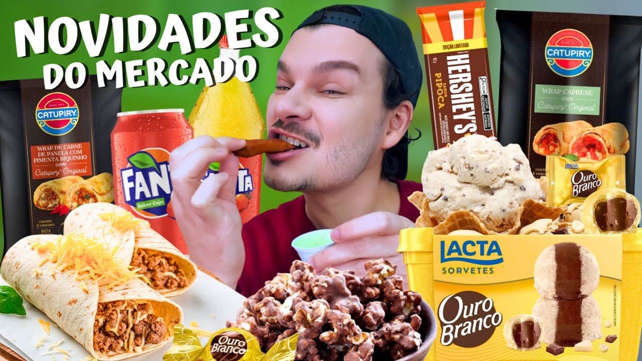 PROVANDO LANÇAMENTOS DE MERCADO / FANTA SABOR CAJU, WRAP DA CATUPIRY, SORVETE OURO BRANCO, HERSHEYS