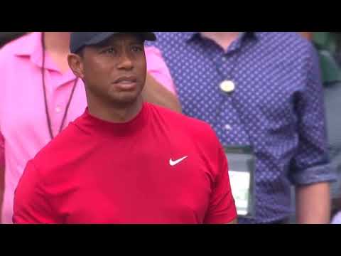 Tiger Woods tee shot on 16 at the 2019 masters