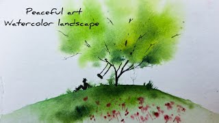 This Peaceful Watercolor Tree Will Relax You 🌿 | Easy Painting