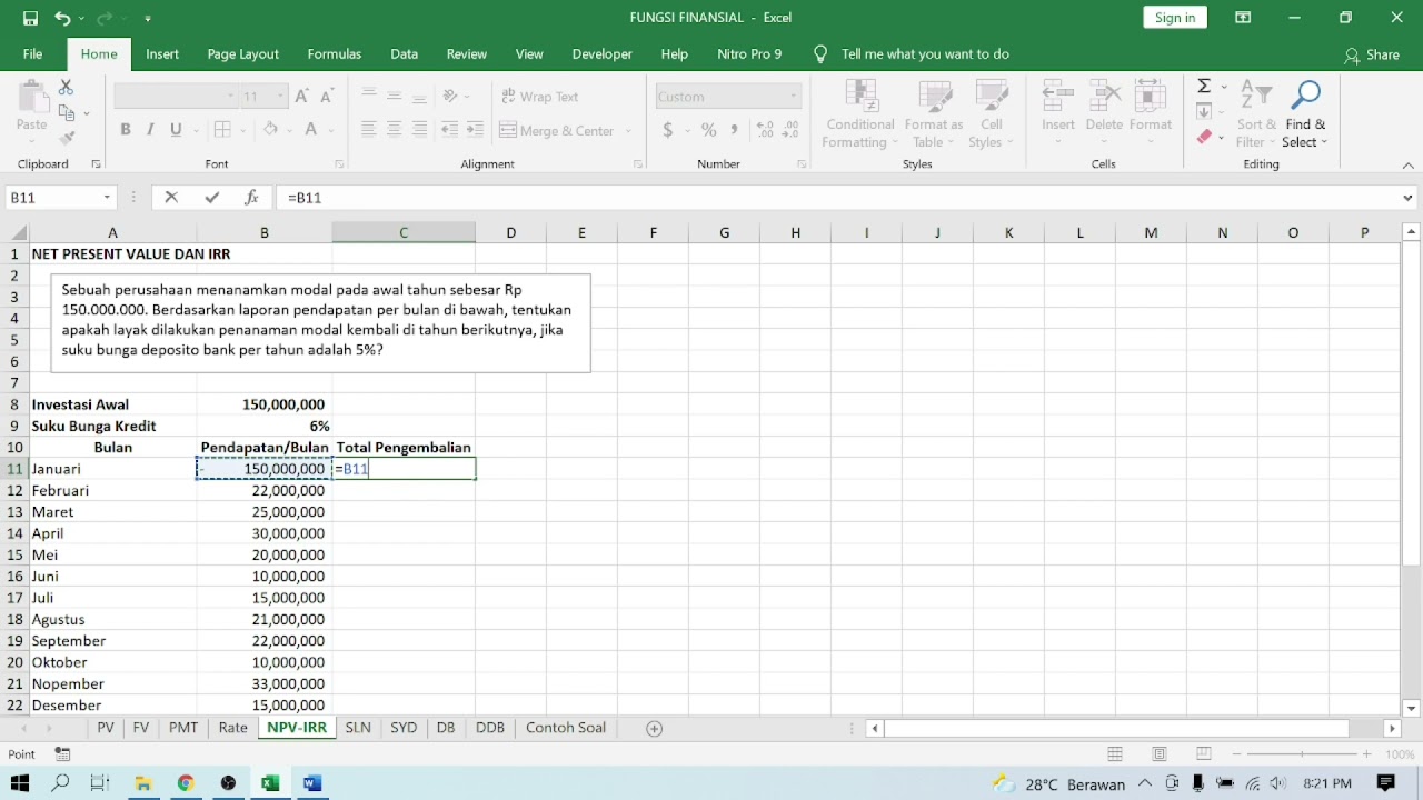 NPV dan IRR pada Excel