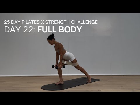 25 DAY PILATES CHALLENGE | DAY 22 | 35 MIN FULL BODY WORKOUT | WEIGHTS AND BOOTY BAND | Home Workout
