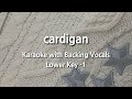 cardigan (Lower Key -1) Karaoke with Backing Vocals
