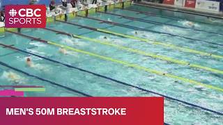 MEET RECORD in men's 50m breaststroke final | 2026 Speedo Canadian Open | #CBCSports