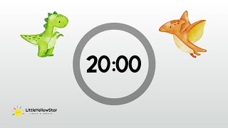 Dinosaur Timer For Kids - 20 Minutes Countdown Timer For Kids With Calming Music | Classroom Timer