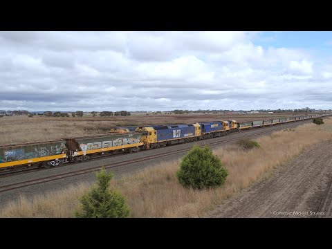 Pacific National Grain Trains 7737V & 7734V Cross (2/5/2023) - PoathTV Railways In Australia
