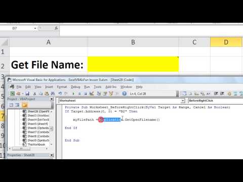 Excel VBA Basics #28 Get the Name or File Path, Open File Browser in VBA