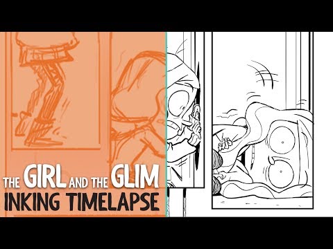 Process | Inking The Girl and The Glim Comic | Timelapse