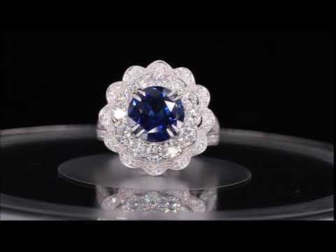 Vintage Double Claw Diamond Blue Sapphire Ring